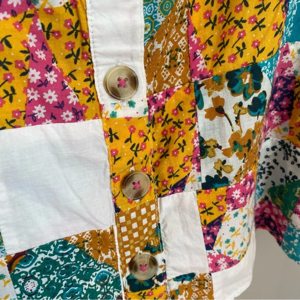 Pilcro Anthropologie Patchwork Cami Tank Top XS Boho Quilted Cottagecore Hippie - Picture 9 of 14
